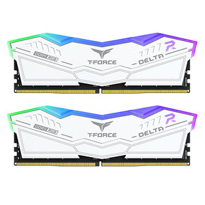 Team T-Force Delta RGB 32GB Kit (2 x 16GB), DDR5, 8000MHz (PC5-6400), CL38, ECC, AMD EXPO & XMP 3.0, PMIC, DIMM Memory, White