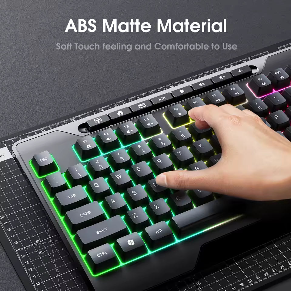 ONIKUMA G32 Wired Gaming Keyboard with RGB Backlit Matte Key Caps