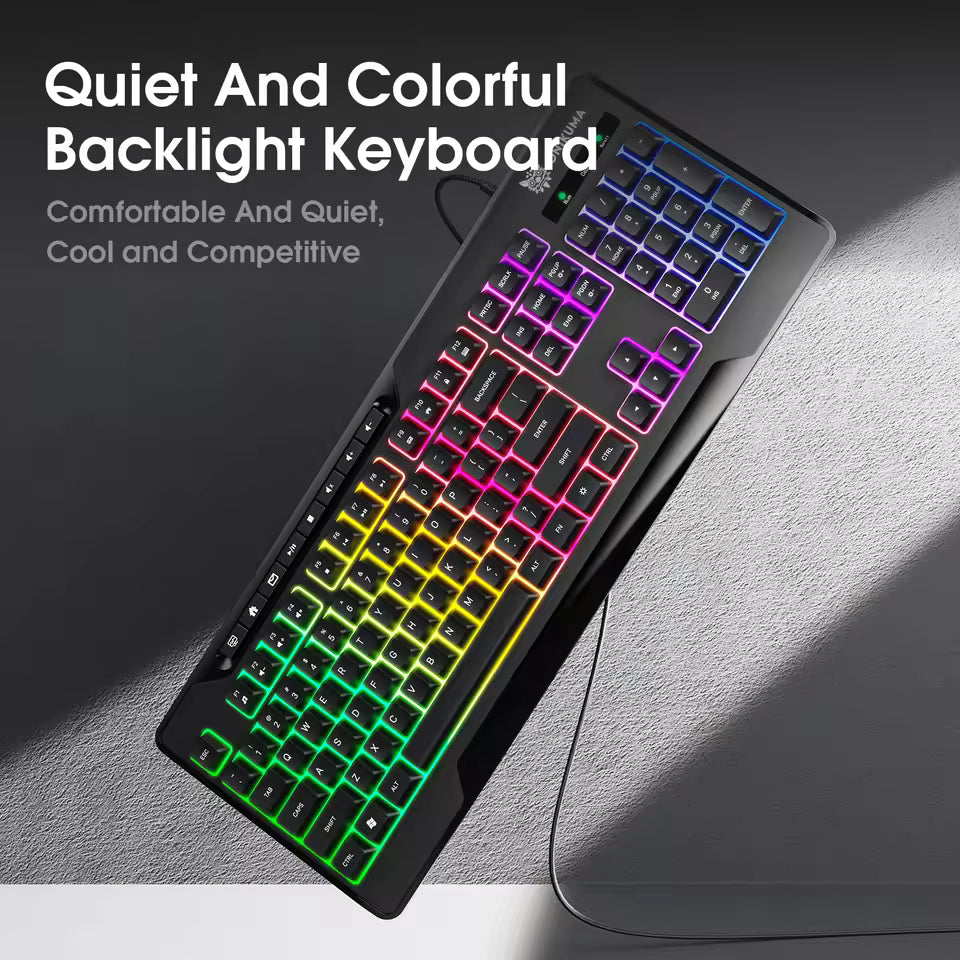 ONIKUMA G32 Wired Gaming Keyboard with RGB Backlit Matte Key Caps