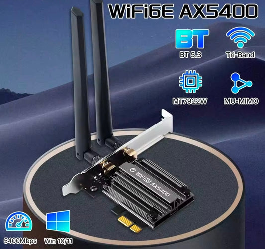 5400mbps Wi-Fi 6E + Bluetooth 5.3 PCIe Network Card Tri-Band 2G/5G/6GHz 802.11AX